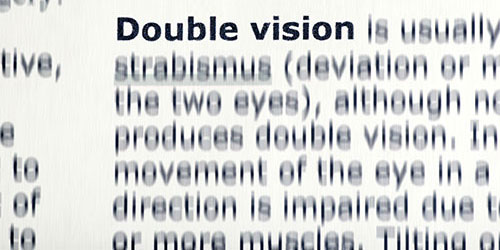 an image of double vision, the text is doubled/blurry